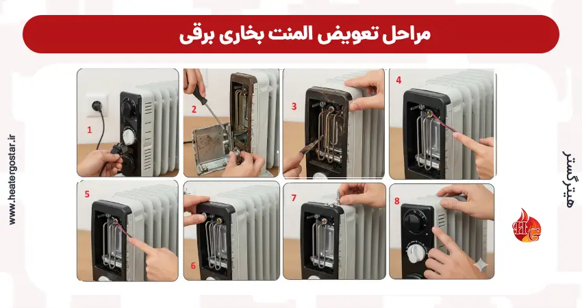 مراحل تعویض المنت بخاری برقی