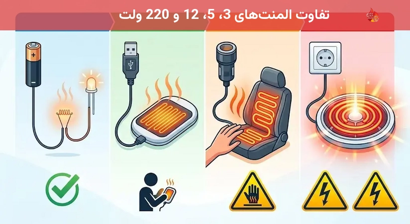 تفاوت المنت‌های 3، 5، 12 و 220 ولت